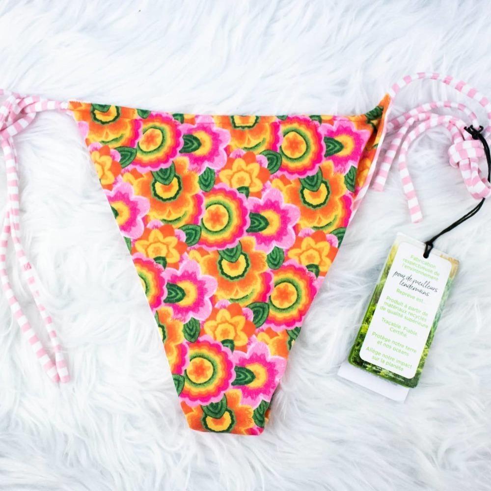🍋 VDM the Label Pink Floral Bikini Bottoms Bikini Underwear Women Size Medium - Picture 4 of 7